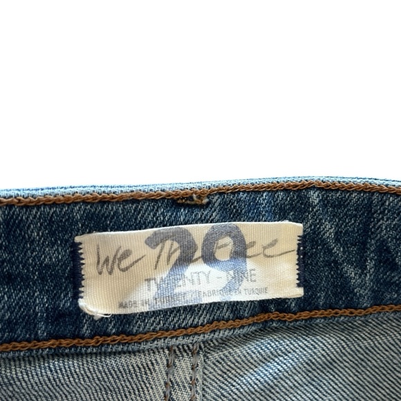 Free People Medium Wash Slim Straight High Rise Denim Distressed Jeans size 29 - Picture 5 of 7